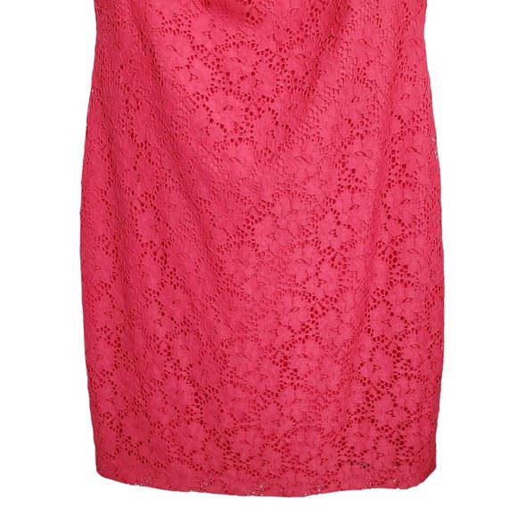 Chaps Size 10P 10 Petite Dress Cap Sleeve Floral Lace Overlay Zip Shift Pink - Picture 5 of 9